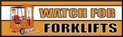 NMC - Watch for Forklifts, 120 Inch Long x 36 Inch High, Safety Banner with Graphic - Graphic Shows Recycling Symbol, Polyethylene, English, Printed on 1 Side - All Tool & Supply