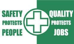 NMC - Safety Protects People - Quality Protects Jobs, 60 Inch Long x 36 Inch High, Safety Banner - Polyethylene, English, Printed on 1 Side - All Tool & Supply