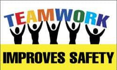 NMC - Teamwork Improves Safety, 60 Inch Long x 36 Inch High, Safety Banner - Polyethylene, English, Printed on 1 Side - All Tool & Supply