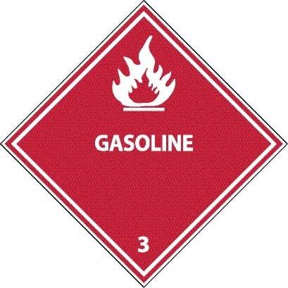 NMC - Gasoline DOT Shipping Label - 4" High x 4" Wide - All Tool & Supply