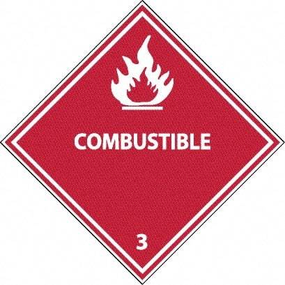 NMC - Combustible DOT Shipping Label - 4" High x 4" Wide - All Tool & Supply