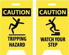 NMC - Caution - Tripping Hazard, Caution - Watch Your Step, 12" Wide x 19" High, Plastic Floor Sign - A-Frame, Black on Yellow, For Accident Prevention - All Tool & Supply