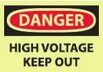 NMC - "Danger - High Voltage - Keep Out", 10" Long x 14" Wide, Pressure-Sensitive Vinyl Safety Sign - Rectangle, 0.004" Thick, Use for Accident Prevention - All Tool & Supply