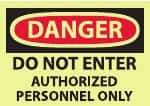 NMC - "Danger - Do Not Enter - Authorized Personnel Only", 10" Long x 14" Wide, Pressure-Sensitive Vinyl Safety Sign - Rectangle, 0.004" Thick, Use for Security & Admittance - All Tool & Supply