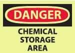 NMC - "Danger - Chemical Storage Area", 10" Long x 14" Wide, Pressure-Sensitive Vinyl Safety Sign - Rectangle, 0.004" Thick, Use for Hazardous Materials - All Tool & Supply