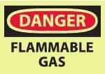 NMC - "Danger - Flammable Gas", 10" Long x 14" Wide, Pressure-Sensitive Vinyl Safety Sign - Rectangle, 0.004" Thick, Use for Hazardous Materials - All Tool & Supply