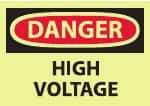 NMC - "Danger - High Voltage", 10" Long x 14" Wide, Pressure-Sensitive Vinyl Safety Sign - Rectangle, 0.004" Thick, Use for Accident Prevention - All Tool & Supply