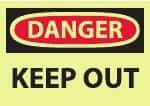 NMC - "Danger - Keep Out", 10" Long x 14" Wide, Pressure-Sensitive Vinyl Safety Sign - Rectangle, 0.004" Thick, Use for Accident Prevention - All Tool & Supply