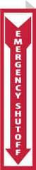 NMC - "Emergency Shut-Off", 18" Long x 4" Wide, Rigid Plastic Safety Sign - Rectangle, 0.05" Thick, Use for Accident Prevention - All Tool & Supply