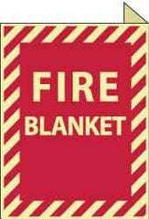 NMC - Fire Blanket, Plastic Fire Sign - 9" Wide x 12" High, Glow-in-the-Dark - All Tool & Supply