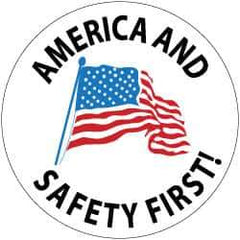 NMC - America and Safety First, Hard Hat Label - Blue & Black on White, Red, 2" Thick, For Accident Prevention - All Tool & Supply