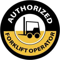 NMC - Authorized Forklift Operator, Hard Hat Label - Yellow on Black, 2" Thick, For Accident Prevention - All Tool & Supply