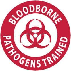 NMC - Bloodborne Pathogens Trained, Hard Hat Label - Red on White, 2" Thick, For Accident Prevention - All Tool & Supply