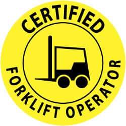 NMC - Certified Forklift Operator, Hard Hat Label - Black on Yellow, 2" Thick, For Certified Operator - All Tool & Supply