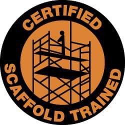 NMC - Certified Scaffold Trained, Hard Hat Label - Orange on Black, 2" Thick, For Certified Operator - All Tool & Supply