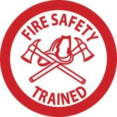 NMC - Fire Safety Trained, Hard Hat Label - Red on White, 2" Thick, For Accident Prevention - All Tool & Supply