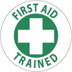 NMC - First Aid Trained, Hard Hat Label - Green on White, 2" Thick, For Accident Prevention - All Tool & Supply