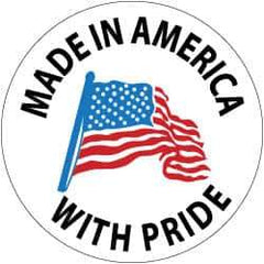 NMC - Made in America with Pride, Hard Hat Label - Blue & Black on White, Red, 2" Thick, For Accident Prevention - All Tool & Supply