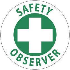 NMC - Safety Observer, Hard Hat Label - Green on White, 2" Thick, For Accident Prevention - All Tool & Supply