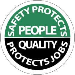 NMC - Safety Protects People - Quality Protects Job, Hard Hat Label - White on Green & Black, 2" Thick, For Accident Prevention - All Tool & Supply