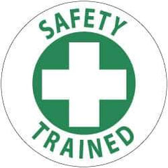 NMC - Safety Trained, Hard Hat Label - Green on White, 2" Thick, For Accident Prevention - All Tool & Supply