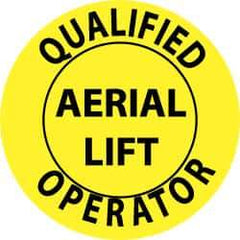 NMC - Qualified Aerial Lift Operator, Hard Hat Label - Black on Yellow, 2" Thick, For Certified Operator - All Tool & Supply