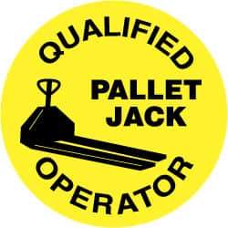 NMC - Qualified Pallet Jack Operator, Hard Hat Label - Black on Yellow, 2" Thick, For Certified Operator - All Tool & Supply