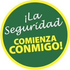 NMC - Ila Seguridad Comienza Conmigo!, Hard Hat Label - White & Yellow on Green, 2" Thick, For Accident Prevention - All Tool & Supply