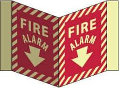 NMC - Fire Alarm, Acrylic Fire Sign - 8-3/4" Wide x 5-3/4" High, Glow-in-the-Dark - All Tool & Supply