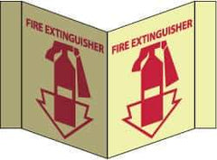 NMC - Fire Extinguisher, Acrylic Fire Sign - 8-3/4" Wide x 5-3/4" High, Glow-in-the-Dark - All Tool & Supply