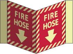 NMC - Fire Hose, Acrylic Fire Sign - 8-3/4" Wide x 5-3/4" High, Glow-in-the-Dark - All Tool & Supply