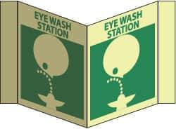 NMC - "Eye Wash Station", 5-3/4" Long x 8-3/4" Wide, Rigid Plastic Safety Sign - Rectangle, 0.125" Thick, Use for First Aid - All Tool & Supply