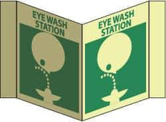 NMC - "Eye Wash Station", 5-3/4" Long x 8-3/4" Wide, Rigid Plastic Safety Sign - Rectangle, 0.125" Thick, Use for First Aid - All Tool & Supply