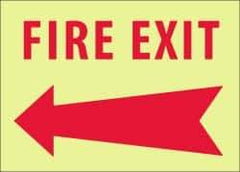 NMC - Fire Exit, Pressure Sensitive Vinyl Fire Sign - 14" Wide x 10" High, Glow-in-the-Dark - All Tool & Supply