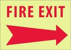 NMC - Fire Exit, Pressure Sensitive Vinyl Fire Sign - 14" Wide x 10" High, Glow-in-the-Dark - All Tool & Supply