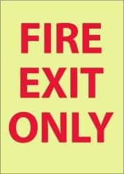 NMC - Fire Exit Only, Pressure Sensitive Vinyl Fire Sign - 14" Wide x 10" High, Glow-in-the-Dark - All Tool & Supply