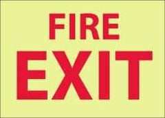 NMC - Fire Exit, Pressure Sensitive Vinyl Fire Sign - 14" Wide x 10" High, Glow-in-the-Dark - All Tool & Supply