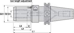 Kennametal - HSK63A Taper Shank, 3/4" Hole Diam, Hydraulic Tool Holder/Chuck - 26.92mm Nose Diam, 170mm Projection, 1.61" Clamp Depth, 15,000 RPM, Through Coolant - Exact Industrial Supply