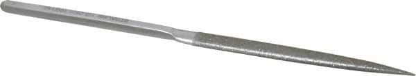 Strauss - 8-1/2" OAL Medium Half Round Needle Diamond File - 1/2" Wide x 5/32" Thick, 4-3/8 LOC, 126 Grit - All Tool & Supply