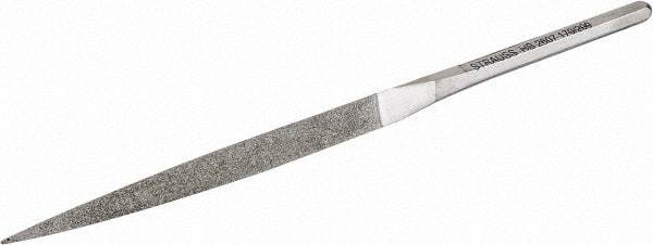 Strauss - 8-1/2" OAL Fine Three Square Needle Diamond File - 3/8" Wide x 3/8" Thick, 4-3/8 LOC, 91 Grit - All Tool & Supply