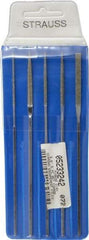 Strauss - 5 Piece Diamond Pattern File Set - 5-1/2" Long, Coarse Coarseness, Square Handle, Set Includes Equalling, Half Round, Round, Square - All Tool & Supply