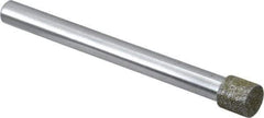 Strauss - 0.335" Head Diam x 0.315" Head Thickness Diamond (Abrasive) Grinding Pin - 1/4" Shank Diam x 3" Shank Length, Medium Grade, 80 Grit - All Tool & Supply