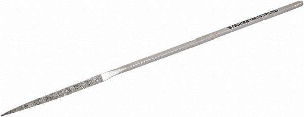 Strauss - 5-1/2" OAL Fine Three Square Needle Diamond File - 1/8" Wide x 1/8" Thick, 1-5/8 LOC, 91 Grit - All Tool & Supply