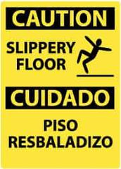 NMC - "Caution - Slippery Floor", 14" Long x 10" Wide, Aluminum Safety Sign - Rectangle, 0.04" Thick, Use for Accident Prevention - All Tool & Supply