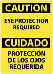 NMC - "Caution - Eye Protection Required", 14" Long x 10" Wide, Pressure-Sensitive Vinyl Safety Sign - Rectangle, 0.004" Thick, Use for Accident Prevention - All Tool & Supply