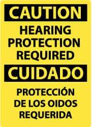 NMC - "Caution - Hearing Protection Required", 14" Long x 10" Wide, Rigid Plastic Safety Sign - Rectangle, 0.05" Thick, Use for Accident Prevention - All Tool & Supply