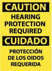 NMC - "Caution - Hearing Protection Required", 14" Long x 10" Wide, Pressure-Sensitive Vinyl Safety Sign - Rectangle, 0.004" Thick, Use for Accident Prevention - All Tool & Supply