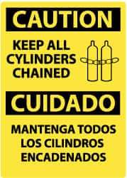 NMC - "Caution - Keep All Cylinders Chained", 14" Long x 10" Wide, Aluminum Safety Sign - Rectangle, 0.04" Thick, Use for Accident Prevention - All Tool & Supply