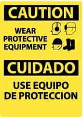 NMC - "Caution - Wear Protective Equipment", 14" Long x 10" Wide, Aluminum Safety Sign - Rectangle, 0.04" Thick, Use for Accident Prevention - All Tool & Supply