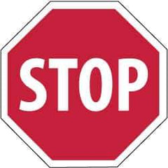 NMC - "Stop", 12" Wide x 12" High, Plastic Stop & Yield Signs - 0.05" Thick, White on Red, Octagon, Wall Mount - All Tool & Supply